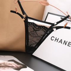 Sexy Satin Lace Low Rise Hollow Thong