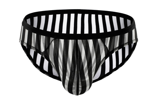 Men's mesh personalized color matching striped briefs