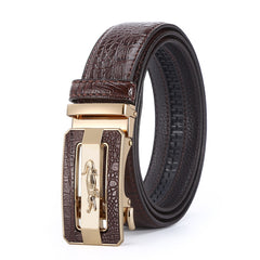 Men's New Automatic Buckle Crocodile Pattern Leather Business Casual Belt