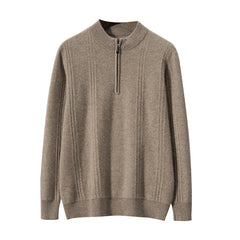 Cashmere autumn and winter half turtleneck zipper pullover sweater