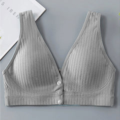Thin wire-free front button breathable bra
