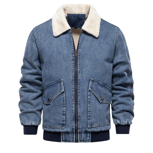 Men's Casual Fleece Denim Jacket