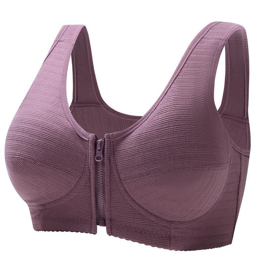 Soft Cotton Zip Front Wireless Plus Size Bra