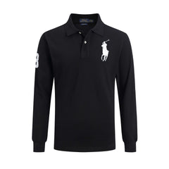 Men's lapel loose plus size cotton embroidered polos