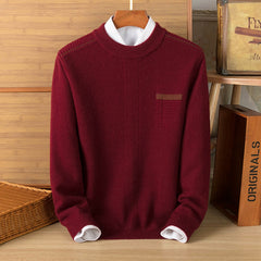 Casual warm loose fit jacquard crew neck sweater