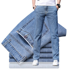 Men's Elastic Loose Soft Ice Silk Slim Straight Casual Jeans