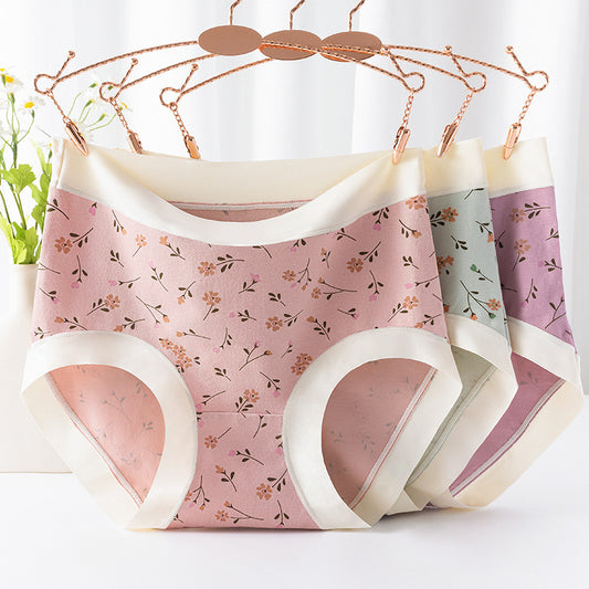 [ 5PCS ] Cotton high waist breathable high elastic printed panties