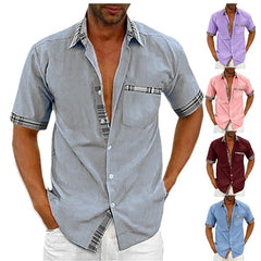2023 Men's Summer Solid Color Plus Size Short-sleeved Shirt