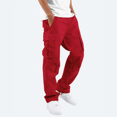 Men's Drawstring Multi-pocket Casual Trousers