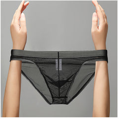 Men's Ultra-thin Mesh Sexy Transparent Ice Silk Briefs