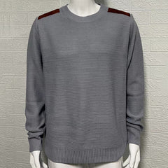 New Men's Round Neck Long Sleeve Splicing Pullover Sweater