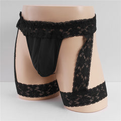 Men's Lace Sexy Suspenders Transparent Thong