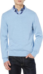 Men's Solid Color V-neck Sweater