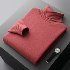 Men's 100% Wool Casual Thick Warm High Collar Sweater