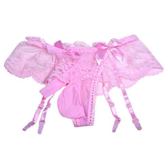 Men's Lace Suspender Low Waist Transparent Sexy Thong