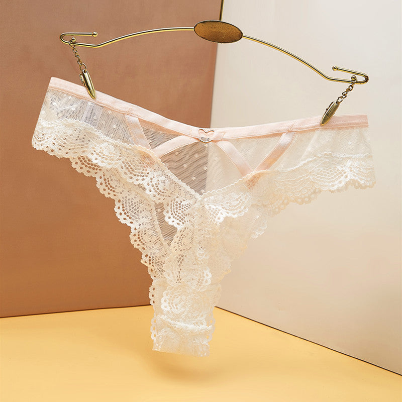 Lace mesh polka dot transparent hollow panties