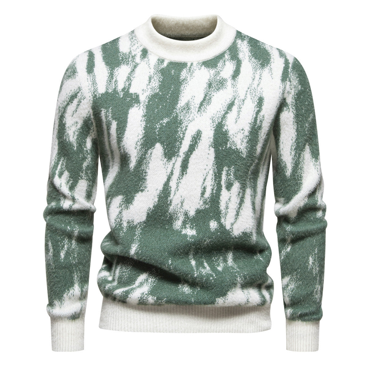 New Men's Retro Printed Casual Crewneck Sweater