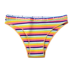 Low Waist Sexy Large Size Colorful Striped Cotton Briefs