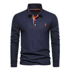 Spring New Lapel Men's Cotton Embroidered POLO Shirt