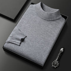 Men's Slim Fit Solid Color Half Turtle Collar Pullover Sweater