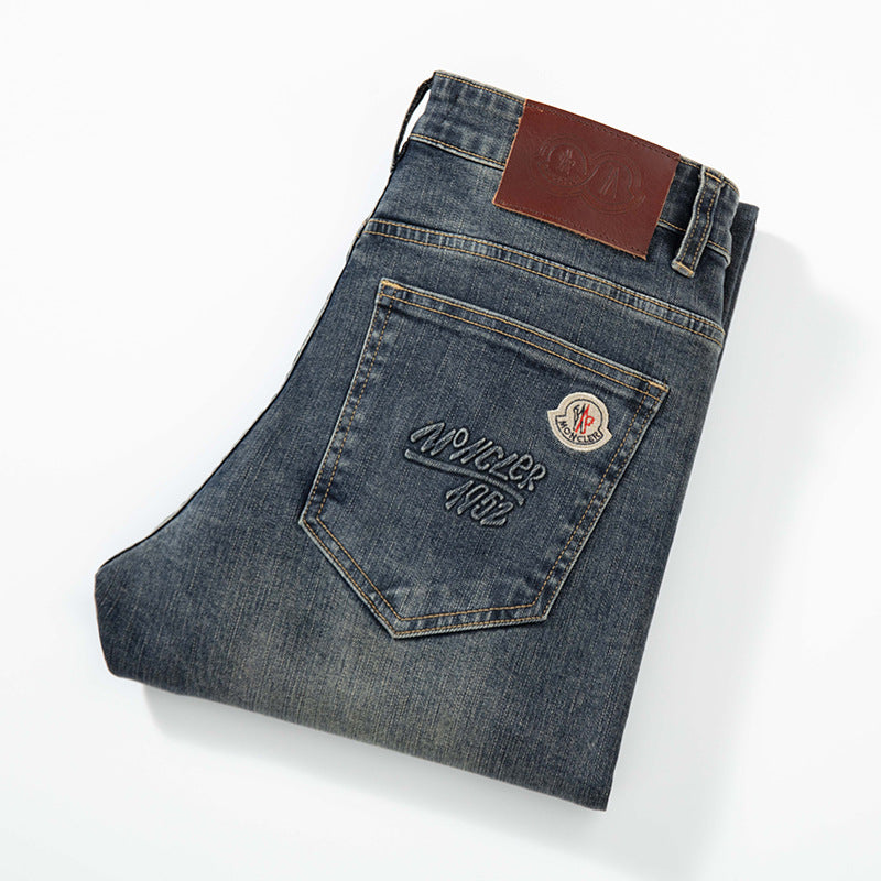 High-end stretch all-match dark jeans