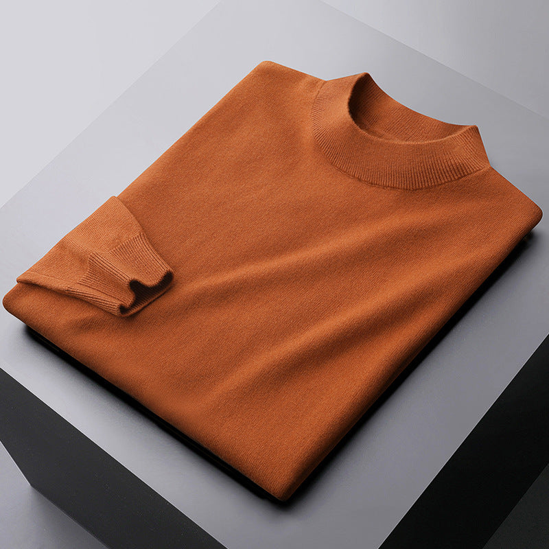 Men's 100% Pure Wool Business Casual High-end Warm Half Turtleneck Sweater