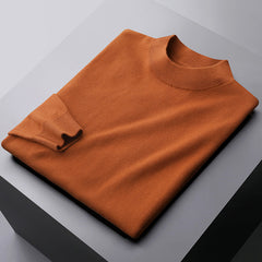 Men's 100% Pure Wool Business Casual High-end Warm Half Turtleneck Sweater