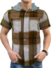 2024 New Men's Casual Hooded Plaid Shirt