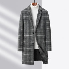 Men's High-end Plaid Woolen Coat