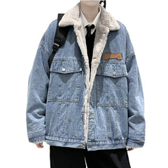 Winter fleece thickened denim jacket