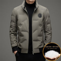 Winter men's 90% white duck down stand collar ribbed down jacket