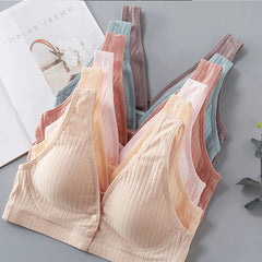Thin wire-free front button breathable bra