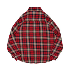 Men's Letter Embroidered Loose and Versatile Plaid Shirt