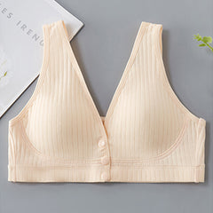 Thin wire-free front button breathable bra