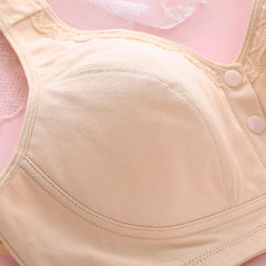 New lace trim comfortable front button bra