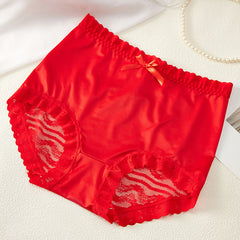 Satin Sexy Lace Hollow Large Size Hip-Lifting Breathable Briefs