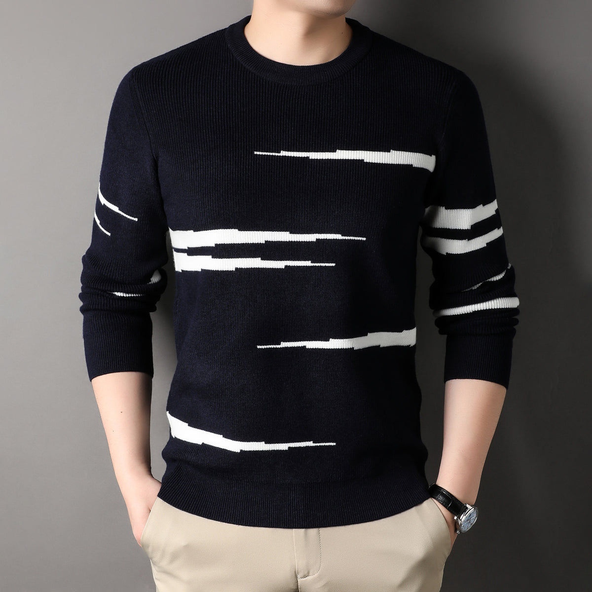 Men's Fashion Casual Round Neck Printed Sweater