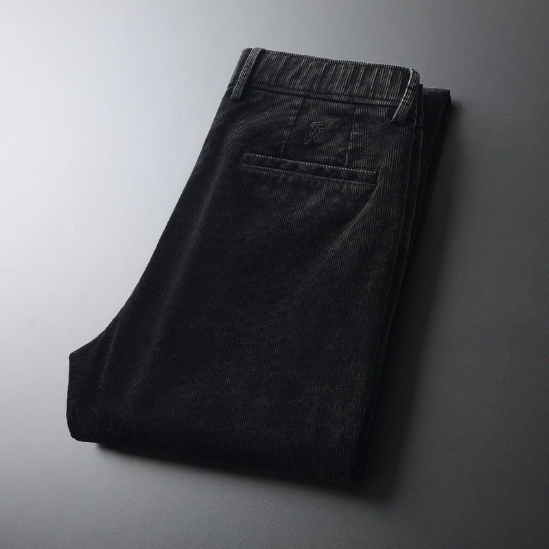 Men's Pure Cotton Warm Embroidered High-end Versatile Corduroy Pants