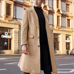 Men's Long Woolen Windbreaker