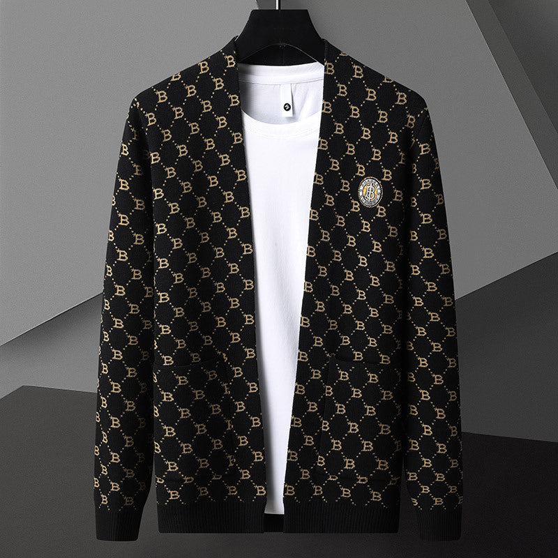 New Printed Stitching Cardigan Sweater