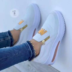 Flat-soled side zipper colored casual sneakers