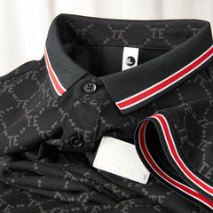 Lightweight printed lettering short-sleeved polo shirt