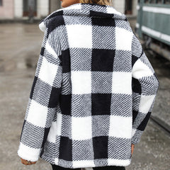 Winter Lapel Plaid Double-sided Velvet Casual Jacket