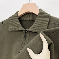 Men's Lapel Zipper Sweater