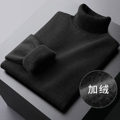 Men's Fleece Warm High Collar Knitted Sweater