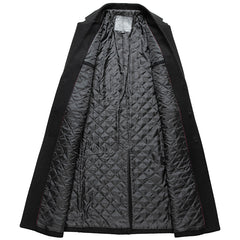 Men's Fashionable Cotton Thickened Long Warm Wool Coat