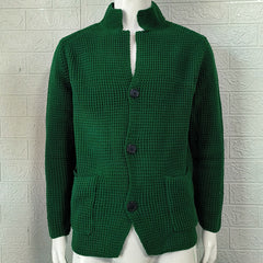 Men's slim fit stand collar knitted cardigan