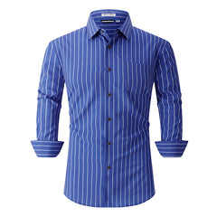 Men's Printed Long Sleeve Plaid Shirt