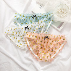Pineapple Printed Mesh Chiffon Breathable Cute Panties