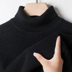 Men's Solid Color Turtleneck Warm Fashionable Knitted Sweater